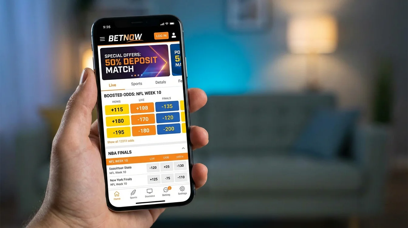 Smartphone toont een sportapp met speciale aanbiedingen en verhoogde quoteringen