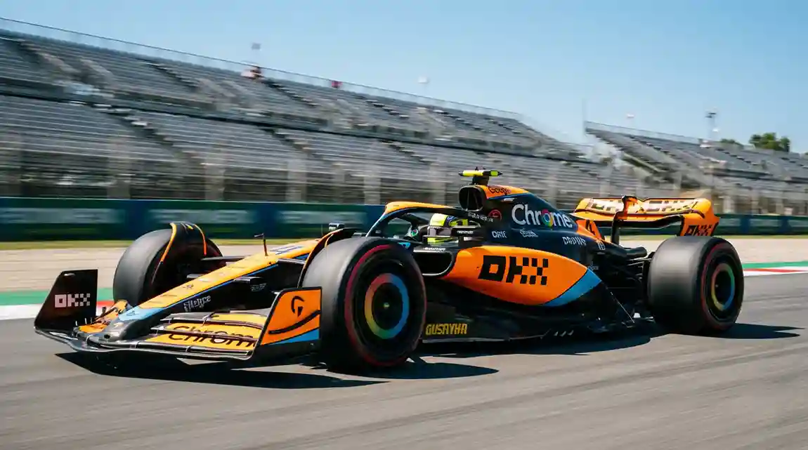 McLaren Formule 1-wagen tijdens een snelle kwalificatieronde op het circuit