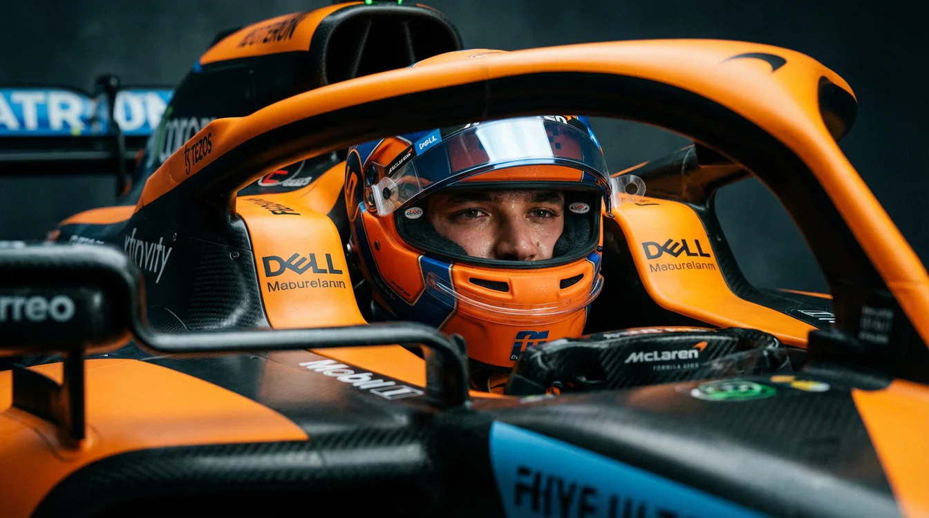 Oscar Piastri in zijn McLaren-helm klaar voor de race