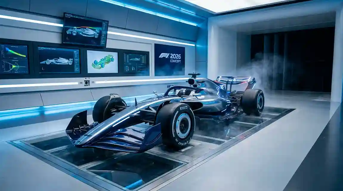 Futuristisch concept van een Formule 1-auto voor het 2026 seizoen
