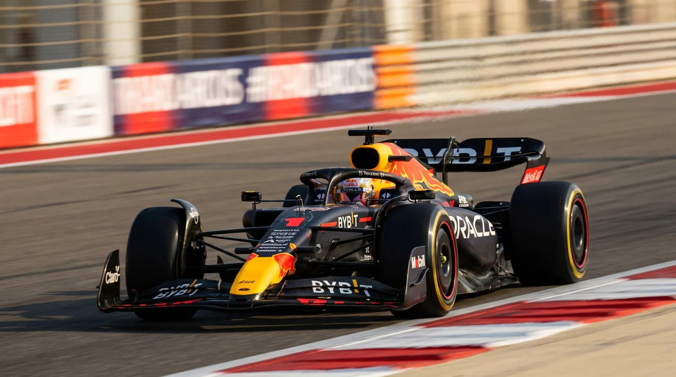 Formule 1-wagen scheurt over het circuit tijdens een ultiem snelle ronde